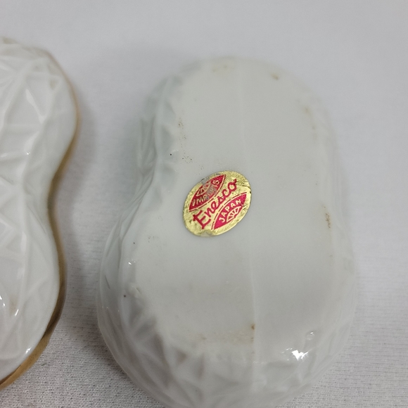 Vtg Enesco Japan Peanut Shaped Ceramic Trinket Container - Picture 9 of 12